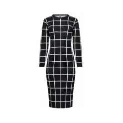 Esther Monochrome Checked Jacquard Dress