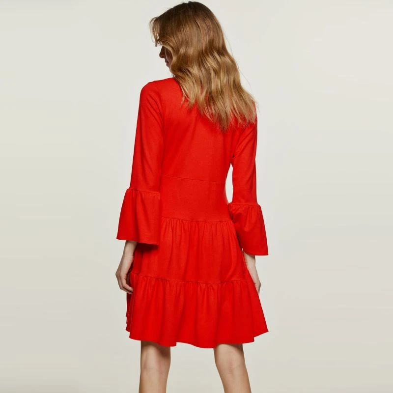 Red Jersey Tiered Dress 7 Red Jersey Tiered Dress - Image 5