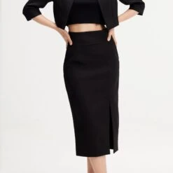Front Slit Pencil Skirt - Black -Maison Close Sales jupe tailleur crayon fendue devant 198a09daee4de13dee5527c1632c1c36