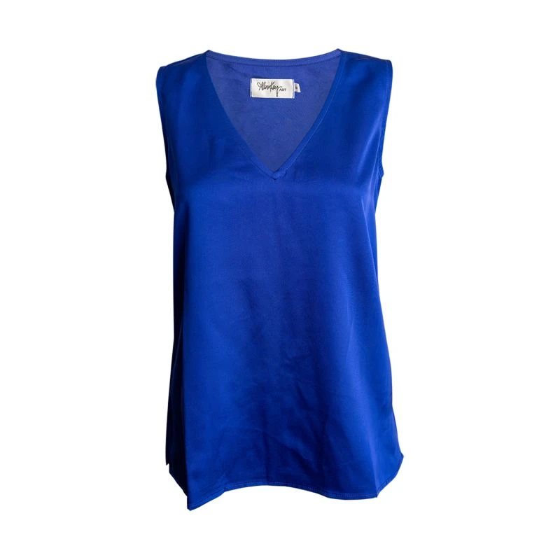 Katie Sleeveless V-Neck Blouse - Blue 3 Katie Sleeveless V-Neck Blouse - Blue