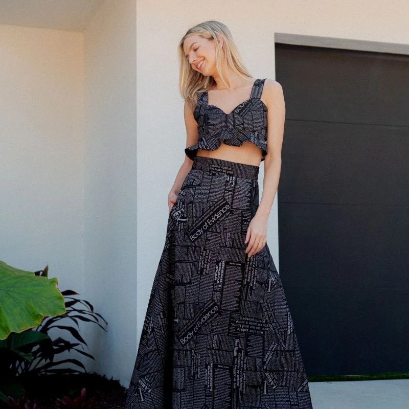 Newspaper A-Line Skirt In Black 6 Newspaper A-Line Skirt In Black - Image 4