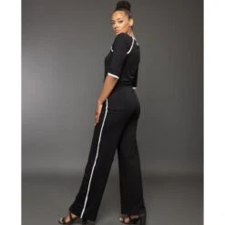 Jura High Waisted Belted Stretch Trouser With White Contrast Side Seam Trim -Maison Close Sales l4rh8anmydhsyo6ebj09