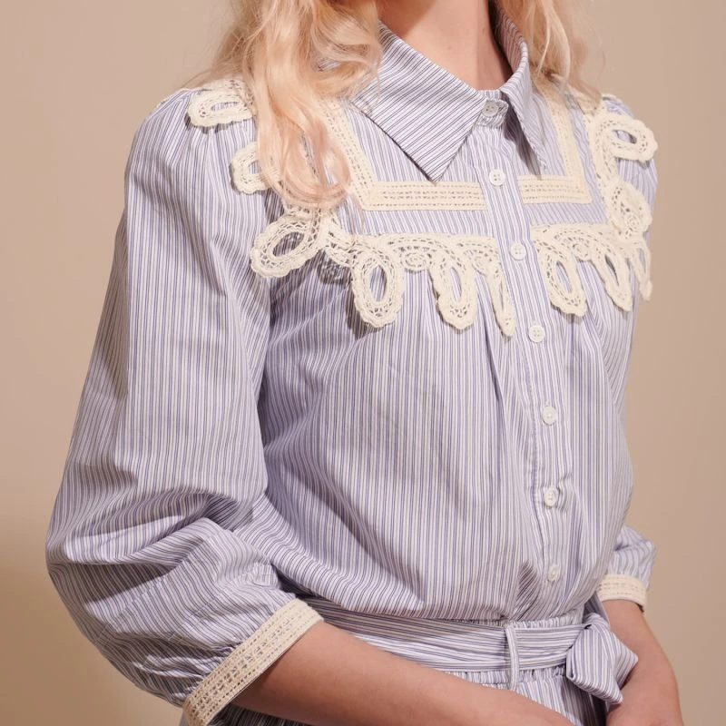 Lace And Striped Blouse 4 Lace And Striped Blouse - Image 2