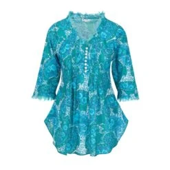 Sophie Cotton Blouse Sea Blue