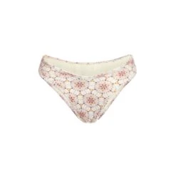 Loreto High Leg Rise Bikini Bottom In A Ribbed Kaleido Print