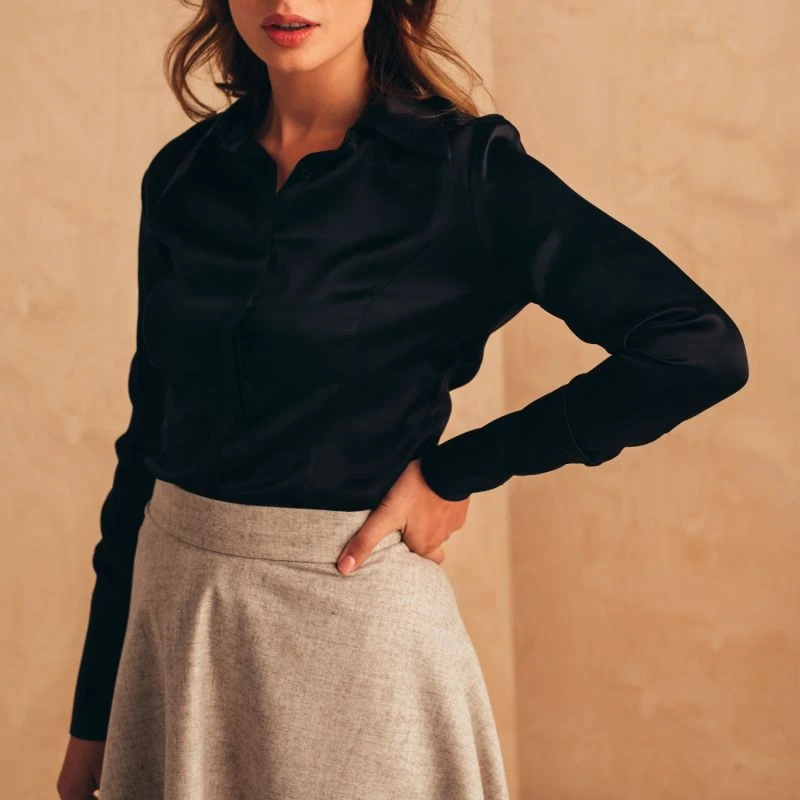 Silk Shirt - Black 6 Silk Shirt - Black - Image 4