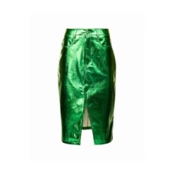 Lupe Green Metallic Midi Skirt