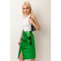 Lupe Green Metallic Midi Skirt -Maison Close Sales lupe green metallic midi skirt 3016ebb2076156bfe2a4073f8e2925fa