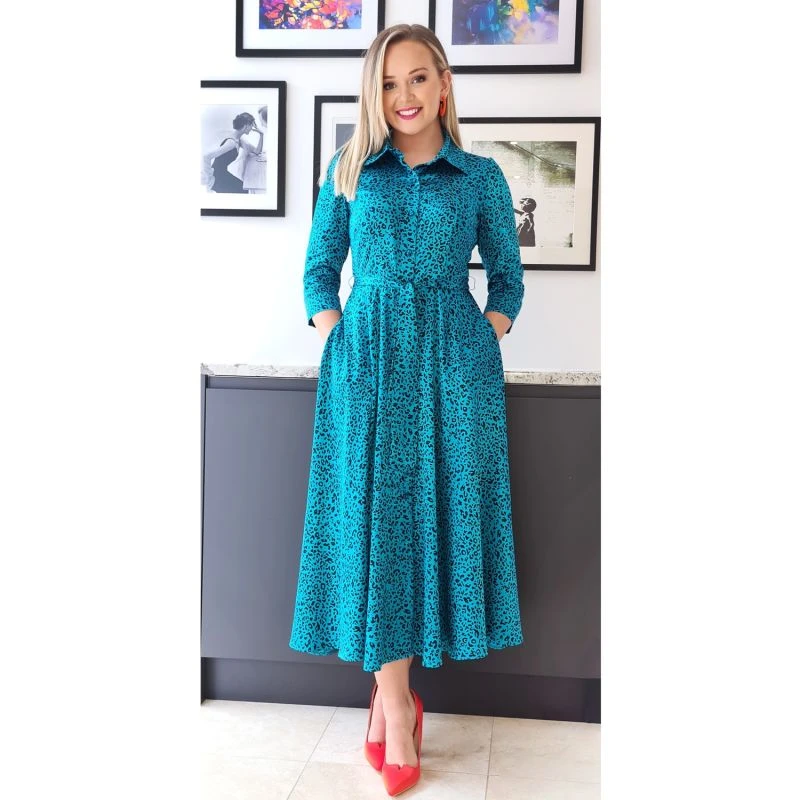 Marsden Dress Turquoise Leopard Print 5 Marsden Dress Turquoise Leopard Print - Image 3