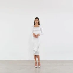 Padded Shoulders Midi Dress -Maison Close Sales marble midi dress 84d755d41e43a532aa49bf74443fdf77