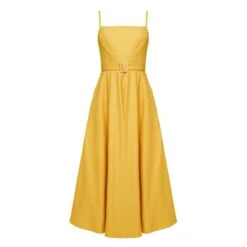 Matissa Yellow Denim Circle Skirt Dress