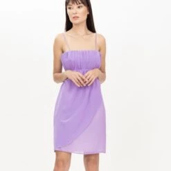 Lilac Chiffon Gather Detail Dress -Maison Close Sales mwklwtjxsbvok2p04ugm