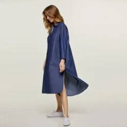 Indigo Midi Dress With Side Slits -Maison Close Sales mwscccascfqudayogxiw