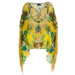 Tropical Tigress Kaftan Top W Fringe