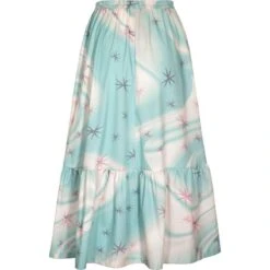 Organic Cotton Midi Skirt In Blue Star Print -Maison Close Sales o5i91rxwgmz5sti8ihk1