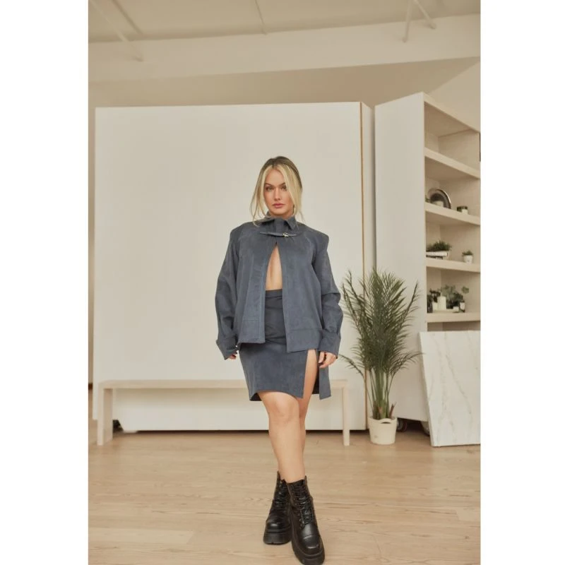 Juliette Vegan Suede Skirt Blueberry 4 Juliette Vegan Suede Skirt Blueberry - Image 2