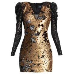 Golden Sequin Party Dress Gala