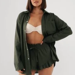 Olive Long Sleeve Button Down Shirt 7 Olive Long Sleeve Button Down Shirt -Maison Close Sales olive boho short d49dcae933047298a7107c2565550263