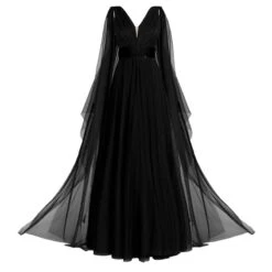 Terracotta Tulle Evening Gown Black