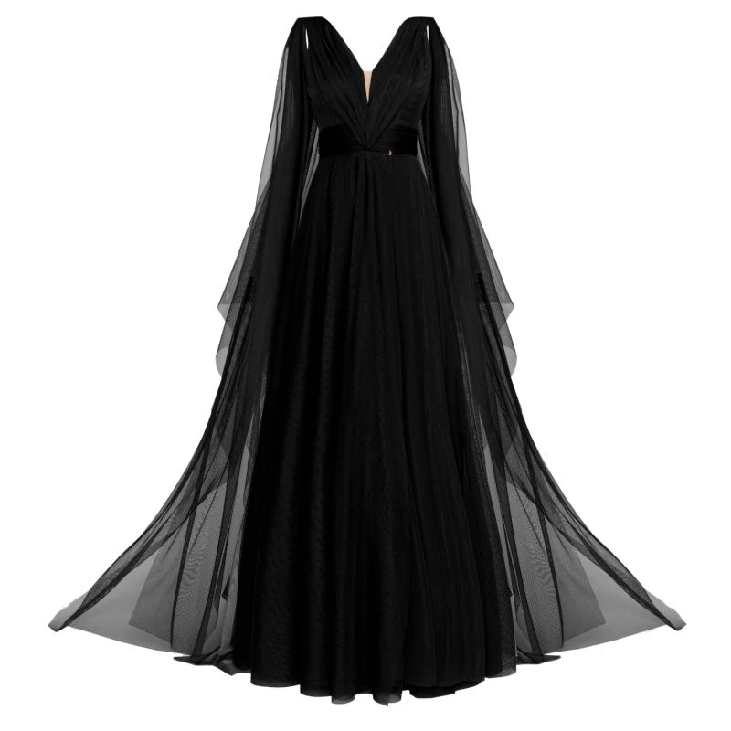 Terracotta Tulle Evening Gown Black 3 Terracotta Tulle Evening Gown Black