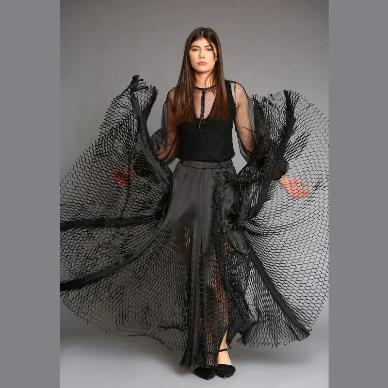 Laser Cut Black Paneled Skirt 7 Laser Cut Black Paneled Skirt - Image 5