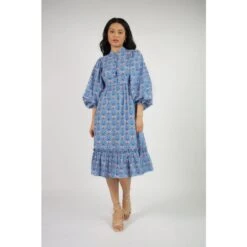 The Amelia Organic Cotton Midi Shirt Dress In Blue Lotus Floral -Maison Close Sales ovnf6yu4yyevemlechkb