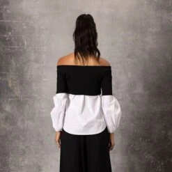 Poplin Two-Color Blouse -Maison Close Sales poplin two color blouse 1239cddae672230504416c4c3807eb54