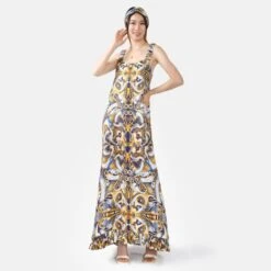 Porcelain Fever Dream – Pure Silk Slip Maxi Dress Blue, Gold, White -Maison Close Sales porcelain fever dream pure silk slip maxi dress blue gold white 3515395bf02e709e3e9d7cc2ba0afb79