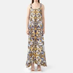 Porcelain Fever Dream – Pure Silk Slip Maxi Dress Blue, Gold, White -Maison Close Sales porcelain fever dream pure silk slip maxi dress blue gold white 56cfc800a6a693da7099d2594331288f