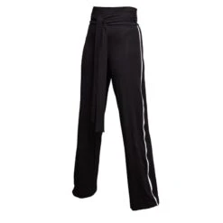 Jura High Waisted Belted Stretch Trouser With White Contrast Side Seam Trim