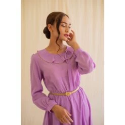 Purple Check Print Vintage Dress With Full Sleeves 22 Purple Check Print Vintage Dress With Full Sleeves -Maison Close Sales purple check print vintage dress with full sleeves b3ceae4ade8b71622be0d89534c8e5c8