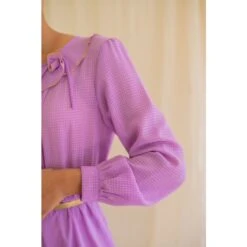 Purple Check Print Vintage Dress With Full Sleeves 25 Purple Check Print Vintage Dress With Full Sleeves -Maison Close Sales purple check print vintage dress with full sleeves c7a5ce2de32d06ca0d8584095dd77d5d