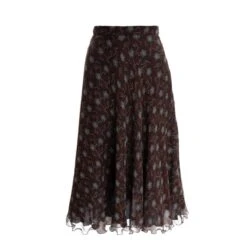 Chocolate Patterned Silk Skirt