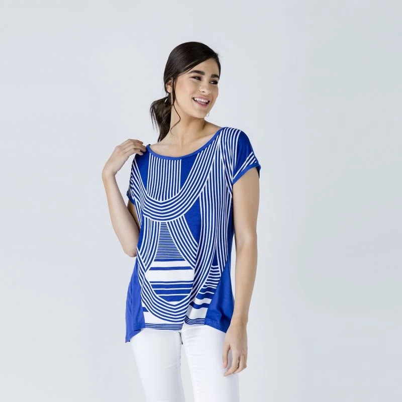 Print Top With Rounded Hemline 4 Print Top With Rounded Hemline - Image 2