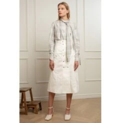 Saskia A-Line Denim Midi Skirt -Maison Close Sales re40qms2yqp4lqq0k7ix