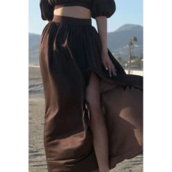 Isabelle Cotton And Silk-Blend Gathered Skirt- Brown -Maison Close Sales rl8f6c2lvypirypykvyr