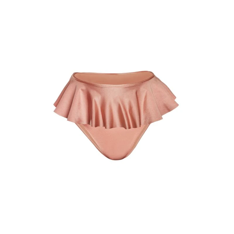 High Rise Peplum Skirt Bikini Bottom In Rose Gold 3 High Rise Peplum Skirt Bikini Bottom In Rose Gold