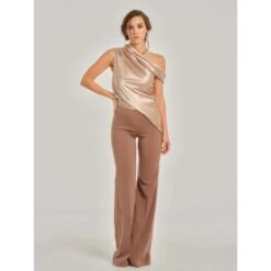 Sandstorm Satin Waistband Flared Trousers -Maison Close Sales sandstorm satin waistband flared trousers 1ae6abb3edca16a5268cbc32032ba683