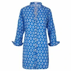 Cotton Louise Shirt In Royal Blue Berry