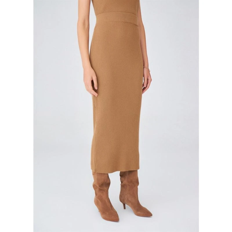 Rib Knitted Cashmere Blend Knitwear Pencil Skirt - Camel 9 Rib Knitted Cashmere Blend Knitwear Pencil Skirt - Camel - Image 7
