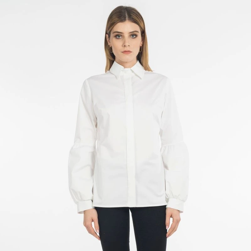 Ella White Cotton Shirt With Puffy Sleeves 4 Ella White Cotton Shirt With Puffy Sleeves - Image 2