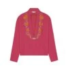 Seashell Embroidered V-Neck Shirt In Pink