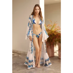 Selene Long Kimono Pattern Navy Blue -Maison Close Sales selene long kimono pattern navy blue 09666a02c4c85c179200c1b128fa21ac