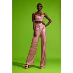 Sequined Wide-Leg Trousers - Champagne -Maison Close Sales sequined wide leg trousers 2d2f189c814aab60c7be301d9b353024