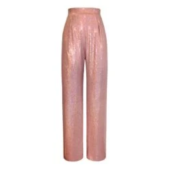 Sequined Wide-Leg Trousers - Champagne
