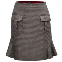 Short Skirt With Patch Pockets And Wide Ruffle