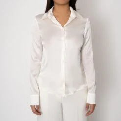 Silk Shirt In White -Maison Close Sales silk shirt in panna 36f5228039c583b9dcbda1dd9266cb69