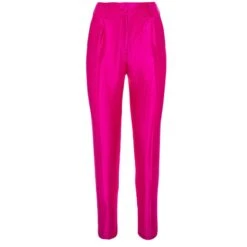 Silvia Long Grey Silk Trousers