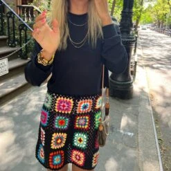 Square Crochet Skirt - Black -Maison Close Sales square crochet skirt black 4d0a192e54de60f4e913b68f896b66fc