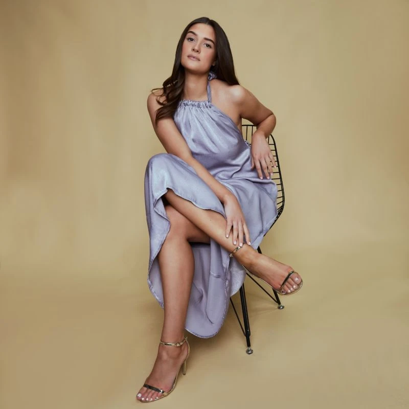 Tallulah Halter Satin Maxi Dress In Silver Grey 9 Tallulah Halter Satin Maxi Dress In Silver Grey - Image 7